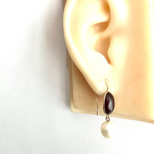 VICTORIAN GARNET PEARL DROP EARRINGS IN 9CT GOLD - ADDITIONAL PHOTO 6