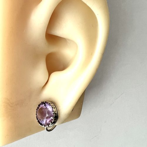 ANTIQUE AMETHYST SILVER SCREWBACK EARRINGS - ADDITIONAL PHOTO 5