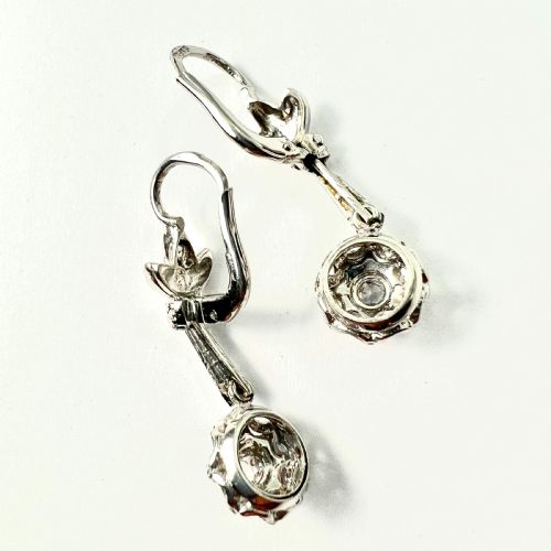 VINTAGE 18CT GOLD WHITE TOPAZ DROP EARRINGS - ADDITIONAL PHOTO 3