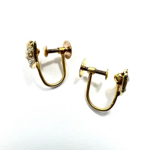 VINTAGE 9CT GOLD PEARL CROWN SCREWBACK EARRINGS - ADDITIONAL PHOTO 3