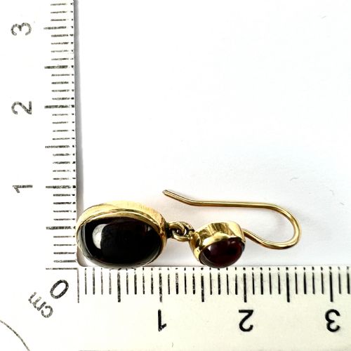VICTORIAN 9CT GOLD GARNET DOUBLE DROP EARRINGS - ADDITIONAL PHOTO 3