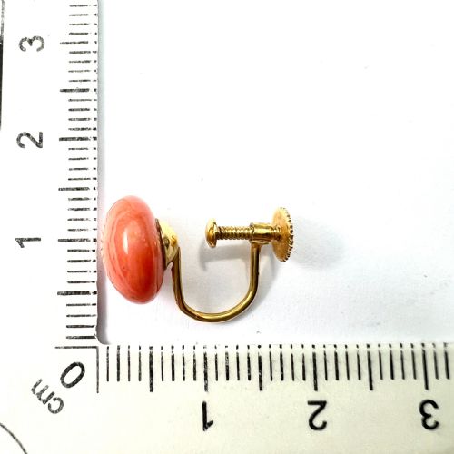 ANTIQUE 9CT GOLD CORAL SCREWBACK EARRINGS - ADDITIONAL PHOTO 5