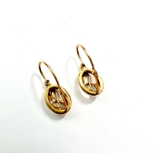 VICTORIAN ART NOUVEAU 9CT GOLD PEARL FLOWER DORMEUSE EARRINGS - ADDITIONAL PHOTO 3