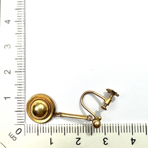 VICTORIAN GOLD DOME DROP SCREWBACK EARRINGS - ADDITIONAL PHOTO 5