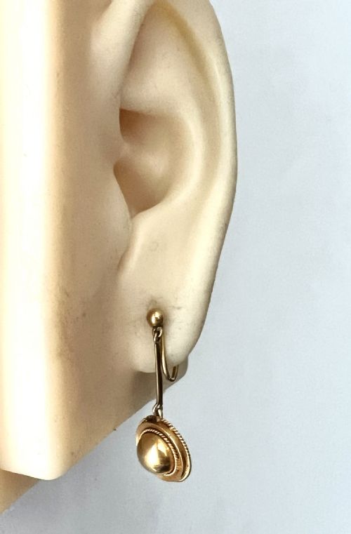 VICTORIAN GOLD DOME DROP SCREWBACK EARRINGS - ADDITIONAL PHOTO 7