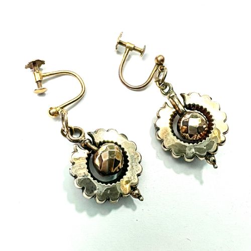 VICTORIAN 9CT GOLD SCREWBACK OAK LEAF EARRINGS - ADDITIONAL PHOTO 4