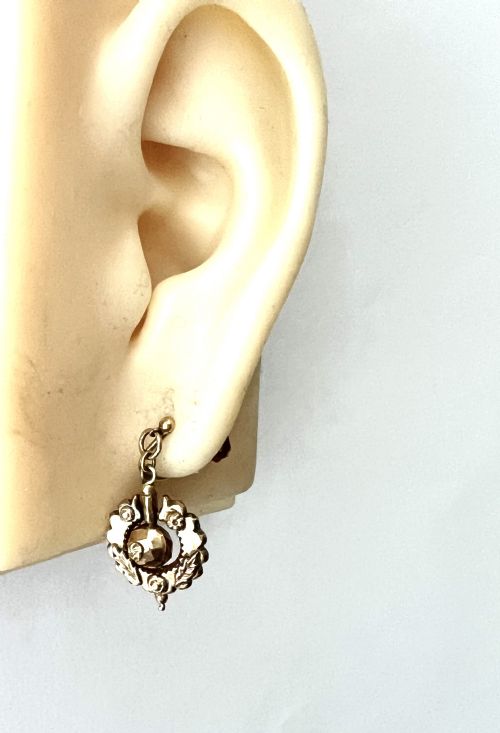 VICTORIAN 9CT GOLD SCREWBACK OAK LEAF EARRINGS - ADDITIONAL PHOTO 5