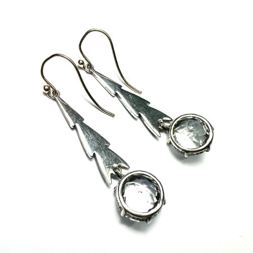 ART DECO 9CT GOLD AND SILVER ZIRCON MARCASITE EARRINGS - ADDITIONAL PHOTO 3