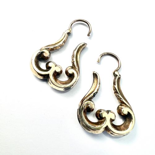 VICTORIAN 9CT GOLD CREOLE HOOP EARRINGS - ADDITIONAL PHOTO 2
