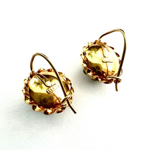VICTORIAN 18CT GOLD TURQUOISE CLUSTER DOME EARRINGS - ADDITIONAL PHOTO 2