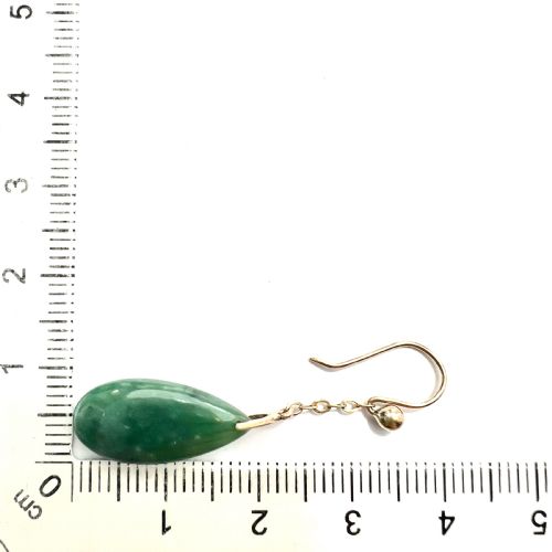 EDWARDIAN 9CT GOLD JADE CHAIN DROP EARRINGS - ADDITIONAL PHOTO 6