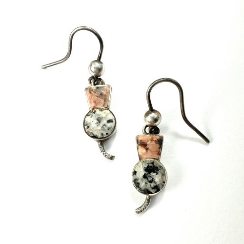 TINY VICTORIAN SCOTTISH GRANITE THISTLE EARRINGS - ADDITIONAL PHOTO 3