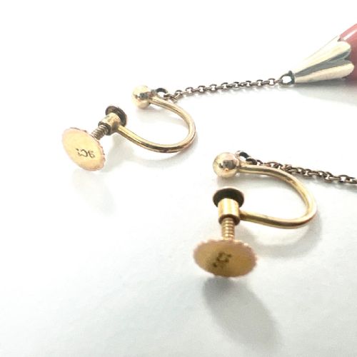 EDWARDIAN 9CT GOLD CORAL CHAIN DROP EARRINGS - ADDITIONAL PHOTO 2