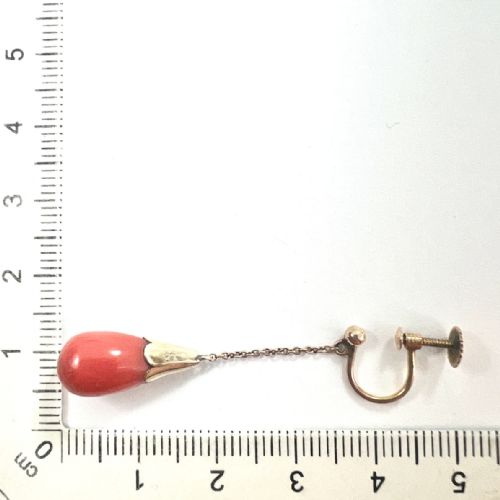 EDWARDIAN 9CT GOLD CORAL CHAIN DROP EARRINGS - ADDITIONAL PHOTO 3