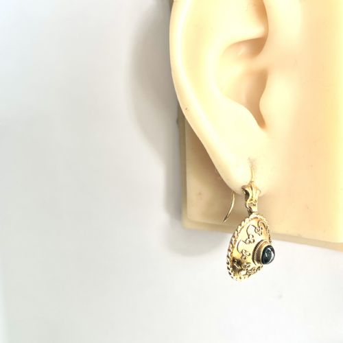 VICTORIAN 15CT GOLD DOMED BANDED AGATE EARRINGS - ADDITIONAL PHOTO 8