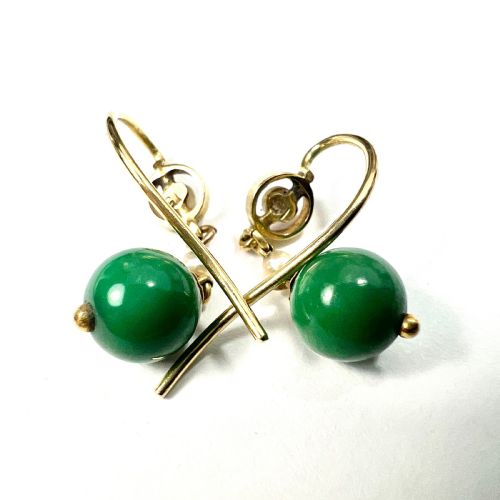 RESERVED FOR J EDWARDIAN 15CT GOLD TURQUOISE AND PEARL DROP EARRINGS - ADDITIONAL PHOTO 3