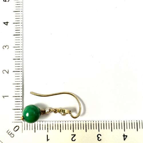 RESERVED FOR J EDWARDIAN 15CT GOLD TURQUOISE AND PEARL DROP EARRINGS - ADDITIONAL PHOTO 5