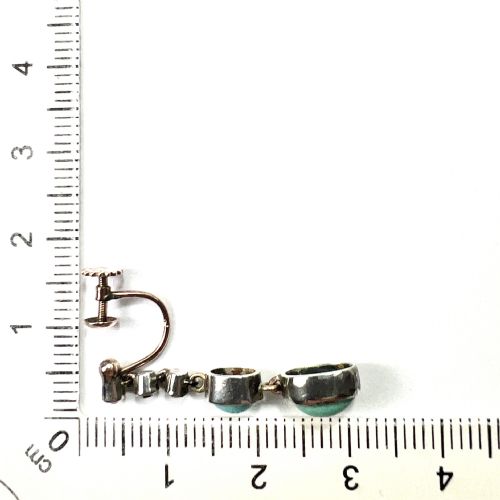 ANTIQUE GOLD AND SILVER TURQUOISE PASTE DIAMOND EARRINGS - ADDITIONAL PHOTO 6