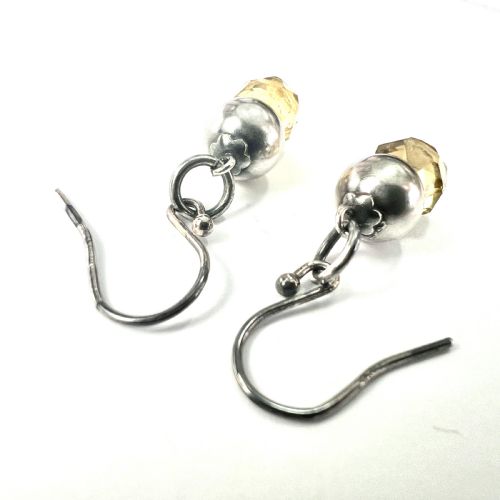 VICTORIAN SCOTTISH SILVER CITRINE THISTLE DROP EARRINGS - ADDITIONAL PHOTO 6
