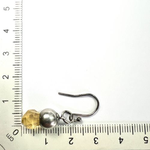 VICTORIAN SCOTTISH SILVER CITRINE THISTLE DROP EARRINGS - ADDITIONAL PHOTO 7