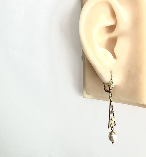 EDWARDIAN 9CT GOLD PEARL DROP EARRINGS - ADDITIONAL PHOTO 7