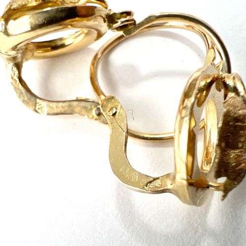 VICTORIAN ART NOUVEAU 18CT GOLD VINE LEAF DORMEUSE EARRINGS - ADDITIONAL PHOTO 5