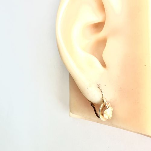 VICTORIAN ART NOUVEAU 18CT GOLD VINE LEAF DORMEUSE EARRINGS - ADDITIONAL PHOTO 7