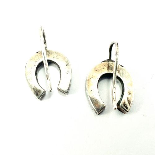 VICTORIAN TURQUOISE AND PEARL STERLING SILVER LUCKY HORSESHOE EARRINGS - ADDITIONAL PHOTO 4