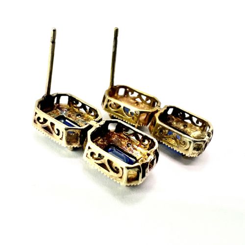 ART DECO DIAMOND AND SAPPHIRE SILVER GILT EARRINGS - ADDITIONAL PHOTO 7