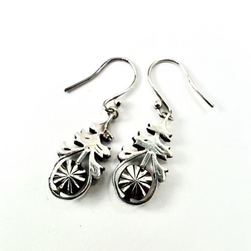 ANTIQUE AUSTRO HUNGARIAN EMERALD PASTE SILVER EARRINGS - ADDITIONAL PHOTO 3