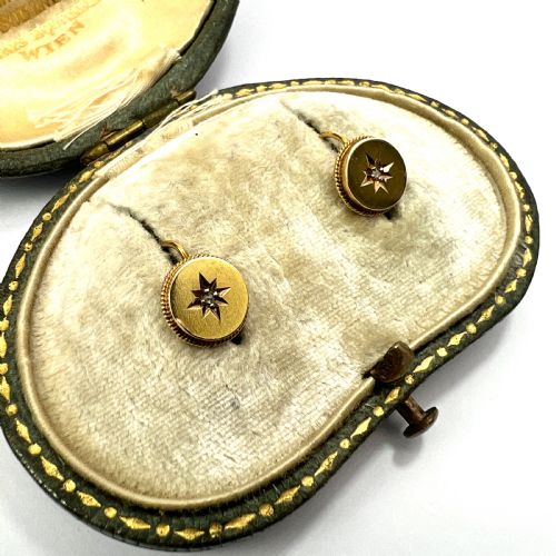 TINY VICTORIAN 15CT GOLD AND DIAMOND EARRINGS - ADDITIONAL PHOTO 2