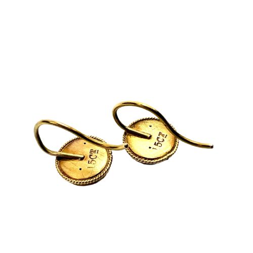 TINY VICTORIAN 15CT GOLD AND DIAMOND EARRINGS - ADDITIONAL PHOTO 3