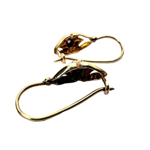 VINTAGE 14CT GOLD TANZANITE EARRINGS - ADDITIONAL PHOTO 5
