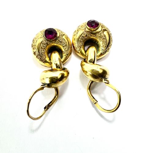VICTORIAN GOLD AND GARNET PASTE EARRINGS - ADDITIONAL PHOTO 5