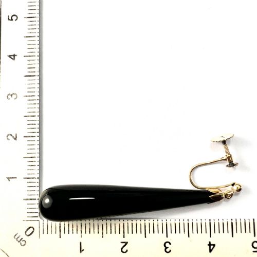 ANTIQUE ONYX TEARDROP EARRINGS IN 9CT GOLD - ADDITIONAL PHOTO 6