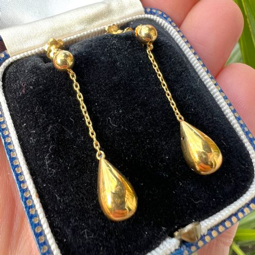 VICTORIAN GOLD CHAIN TEARDROP EARRINGS - ADDITIONAL PHOTO 2