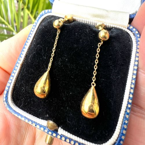 VICTORIAN GOLD CHAIN TEARDROP EARRINGS - ADDITIONAL PHOTO 4