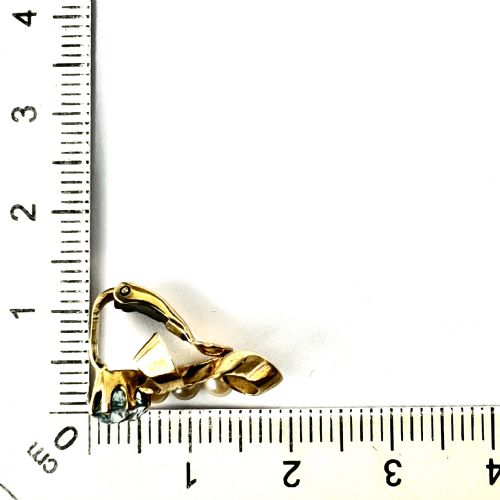VINTAGE 1940S BLUE ZIRCON AND PEARL 9CT GOLD EAR CLIPS - ADDITIONAL PHOTO 6