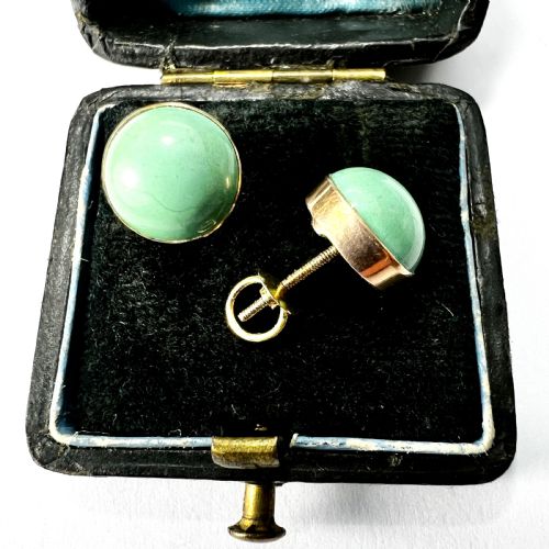 antique turquoise cabochon screwon stud earrings - CATEGORY: ANTIQUE JEWELLERY - DATED EDWARDIAN