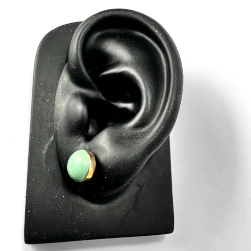 ANTIQUE TURQUOISE CABOCHON SCREWON STUD EARRINGS - ADDITIONAL PHOTO 6