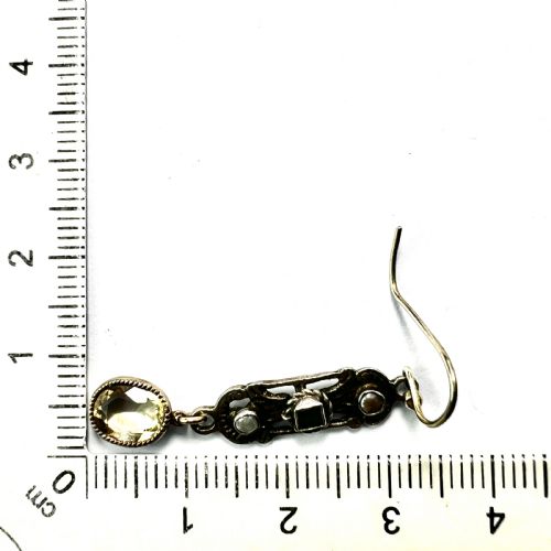 AUSTRO HUNGARIAN EMERALD CITRINE AND PEARL SILVER EARRINGS - ADDITIONAL PHOTO 5