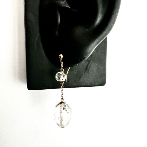 ANTIQUE 9CT GOLD CRYSTAL CHAIN DROP EARRINGS - ADDITIONAL PHOTO 5