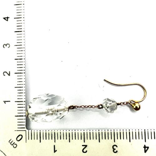 ANTIQUE 9CT GOLD CRYSTAL CHAIN DROP EARRINGS - ADDITIONAL PHOTO 7