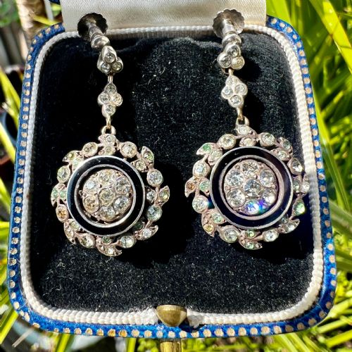ANTIQUE SILVER PASTE AND ENAMEL SCREWBACK EARRINGS - ADDITIONAL PHOTO 6