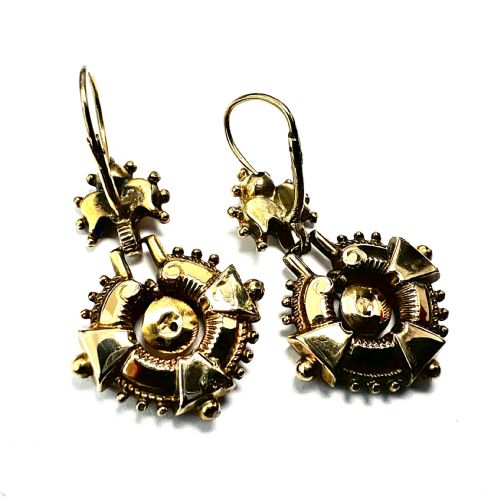VICTORIAN 9CT GOLD ARTICULATED DROP EARRINGS - ADDITIONAL PHOTO 1