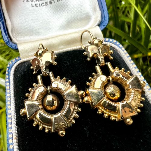 VICTORIAN 9CT GOLD ARTICULATED DROP EARRINGS - ADDITIONAL PHOTO 6