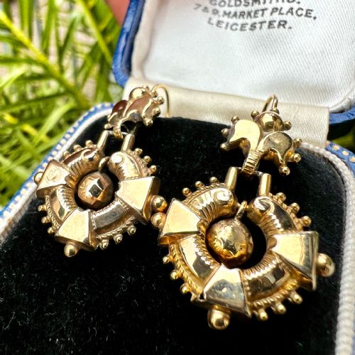 VICTORIAN 9CT GOLD ARTICULATED DROP EARRINGS - ADDITIONAL PHOTO 7