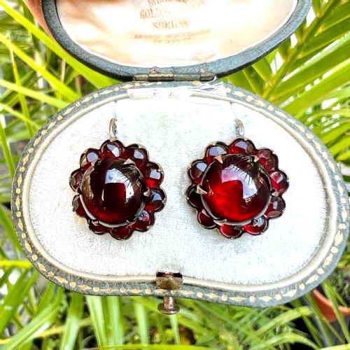 VICTORIAN GOLD BOHEMIAN GARNET HALO EARRINGS - ADDITIONAL PHOTO 7
