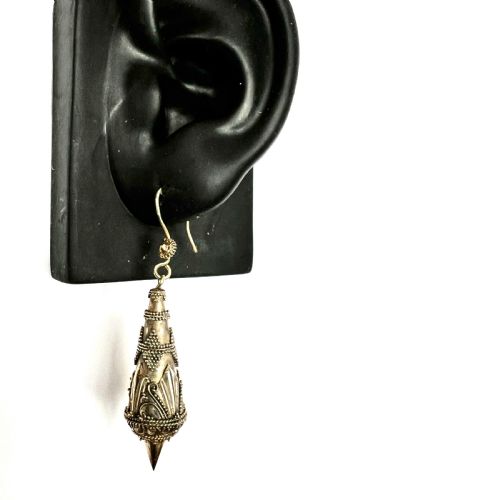 VICTORIAN SILVER GILT ETRUSCAN TORPEDO EARRINGS - ADDITIONAL PHOTO 6