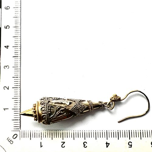 VICTORIAN SILVER GILT ETRUSCAN TORPEDO EARRINGS - ADDITIONAL PHOTO 7
